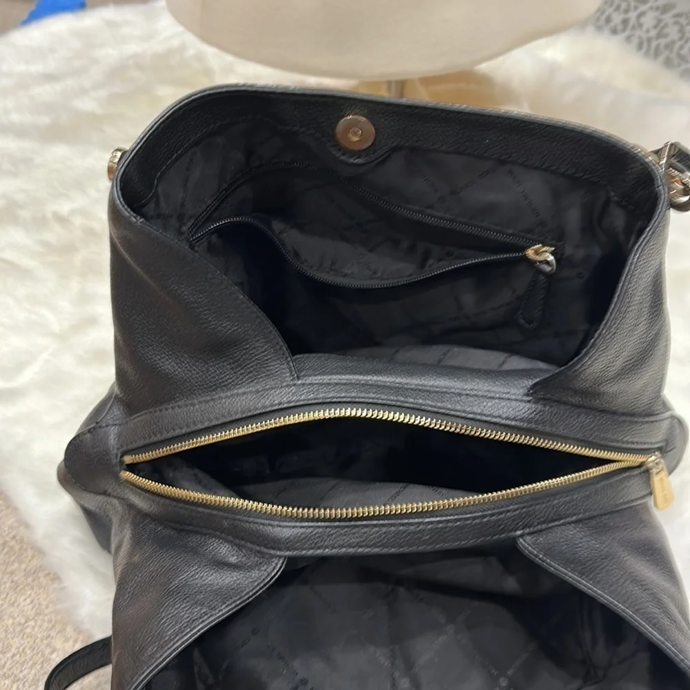 Michael Kors shoulder bag, black, three large compartments, three small